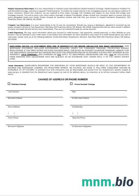 USA Georgia SunTrust Bank wyciąg z kredytu hipotecznego w formatach Word i PDF 3